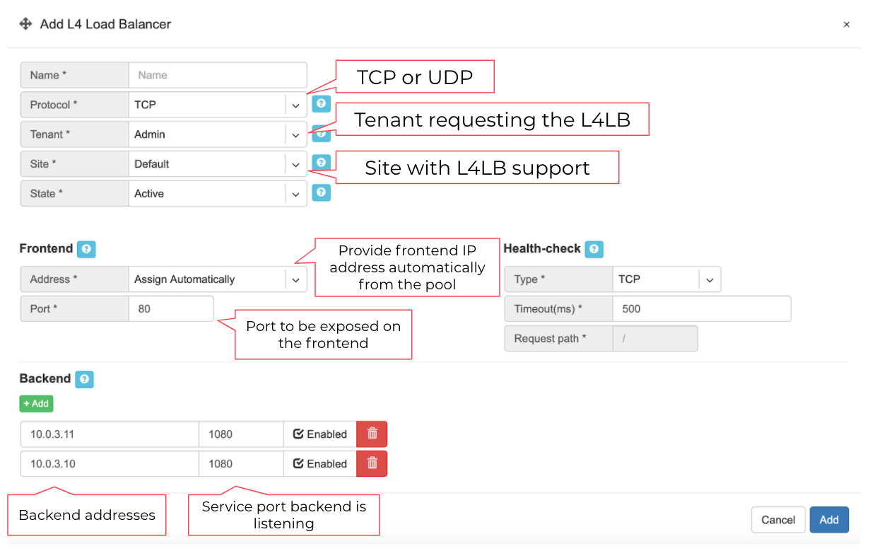 Request an L4 Load Balancer